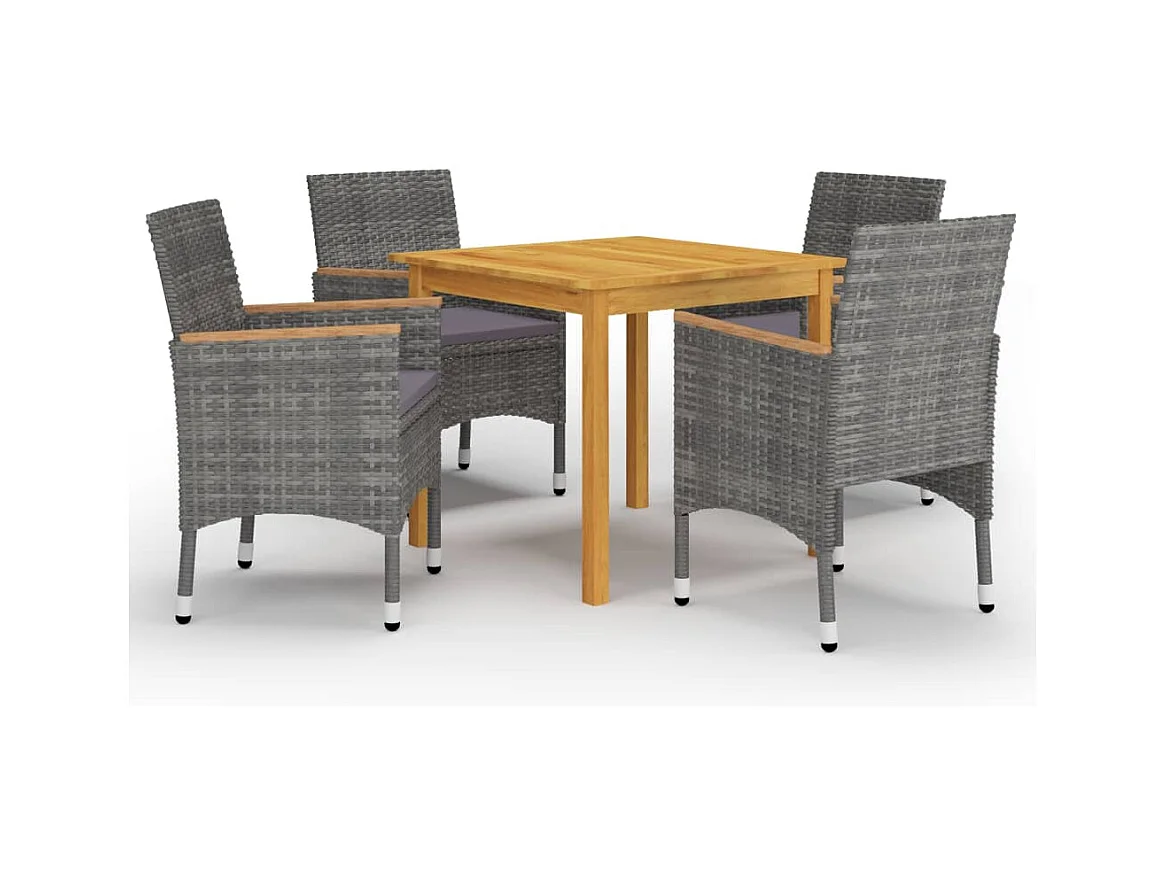 Arend  Ensemble à manger de jardin 5 pcs Gris