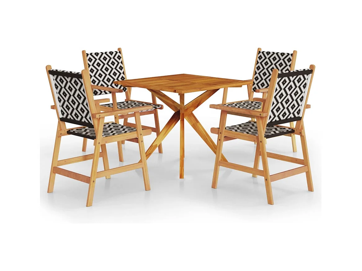Skaldr  Juego de comedor de jardín 5 piezas madera maciza de acacia