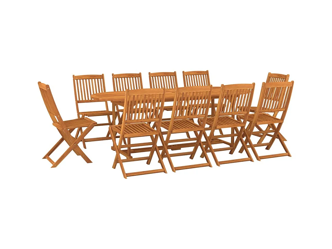 Jersey Village  Set comedor de jardín 11piezas madera maciza acacia 220x90x75cm