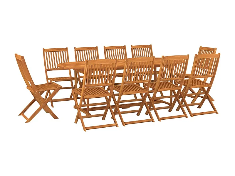 Jersey Village  Ensemble à manger de jardin 11 pcs 220x90x75 cm bois d'acacia
