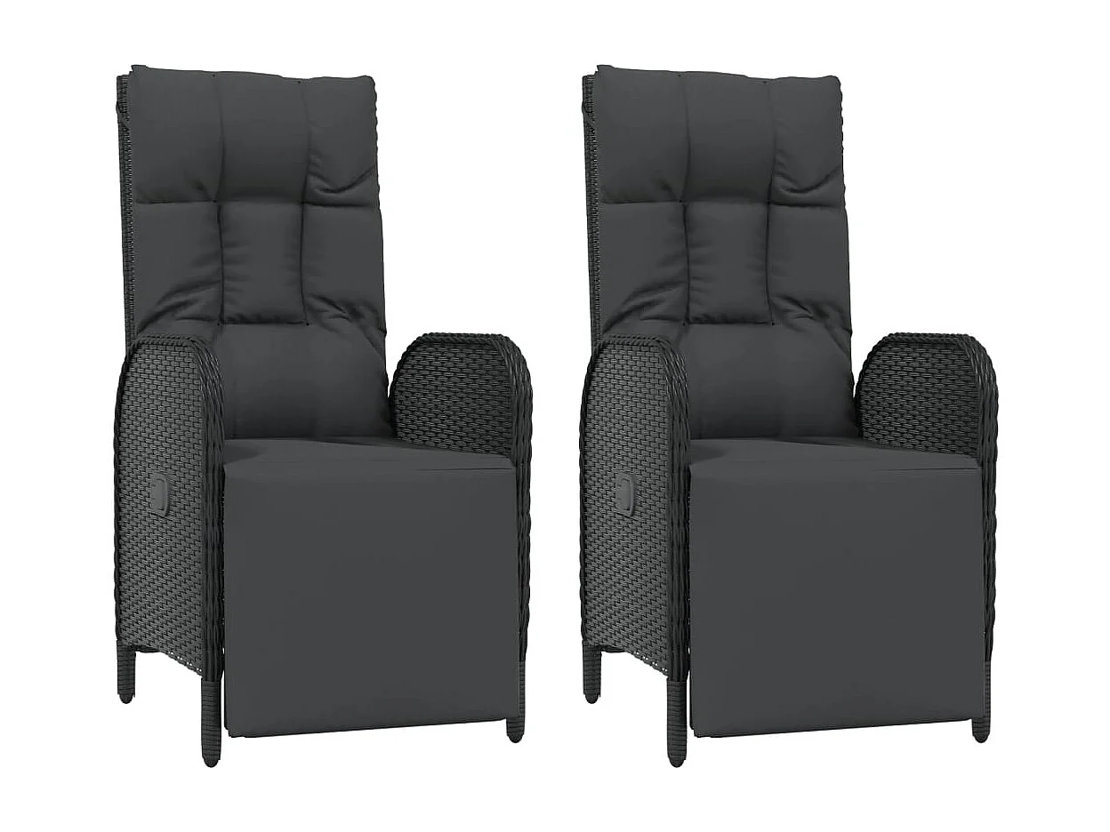 Lochem  Ensemble à manger jardin 9pcs et coussins noir résine tressée