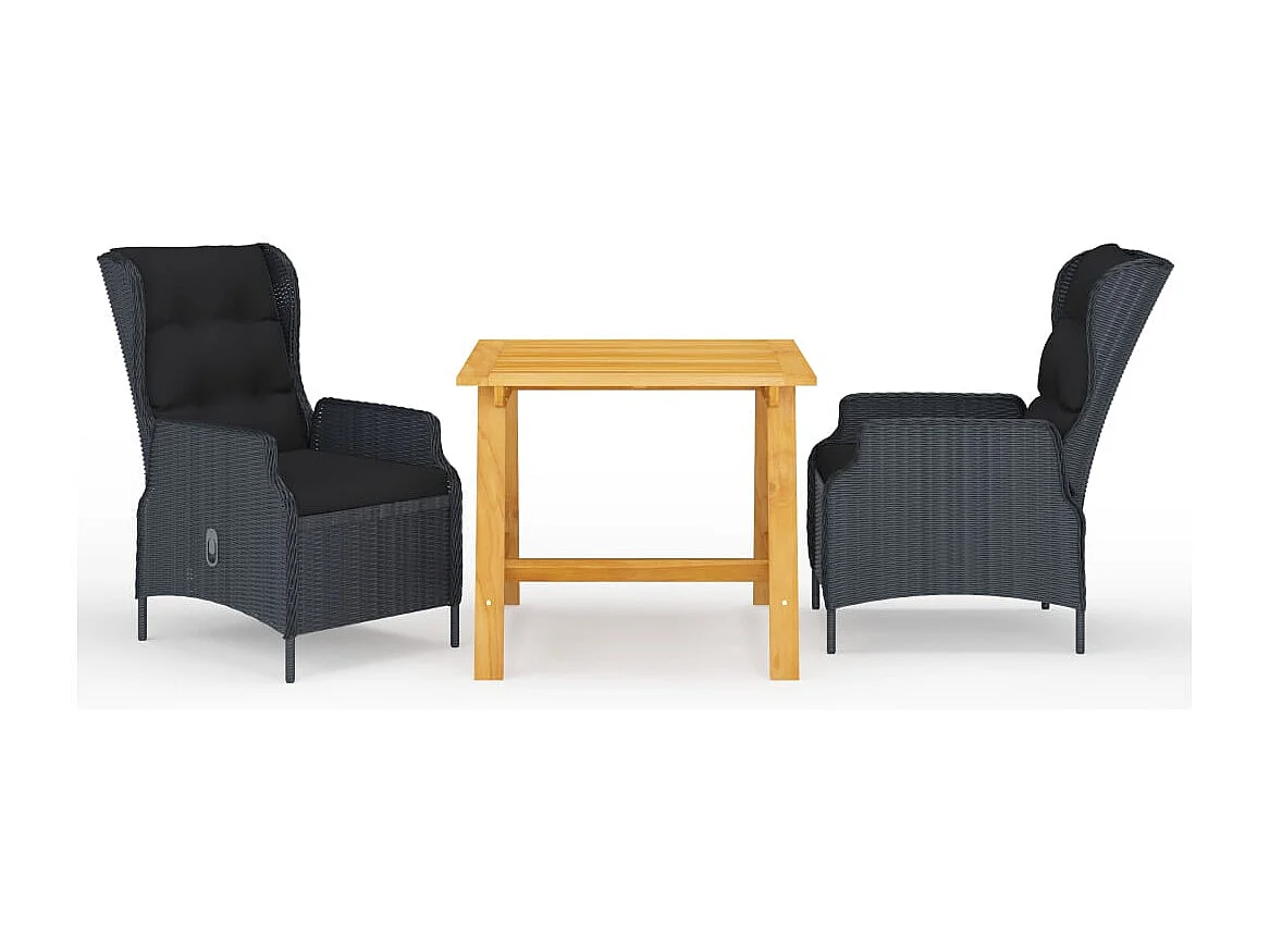 College Park  Ensemble à manger de jardin 3 pcs Gris foncé