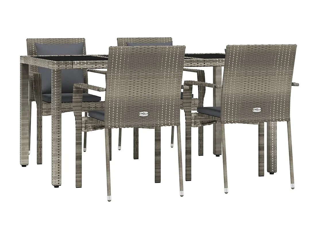 Pyhäntä  5-delige Tuinset met kussens poly rattan grijs