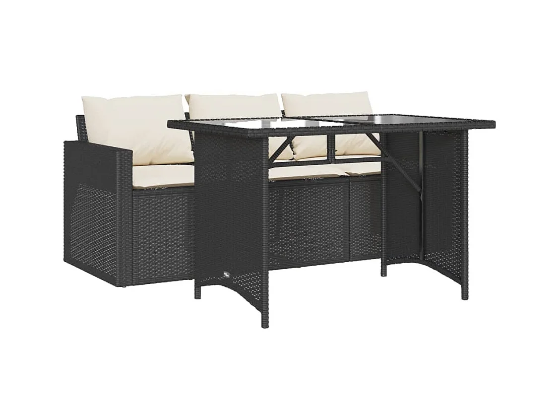 Jornar  2-delige Tuinset met kussens poly rattan zwart