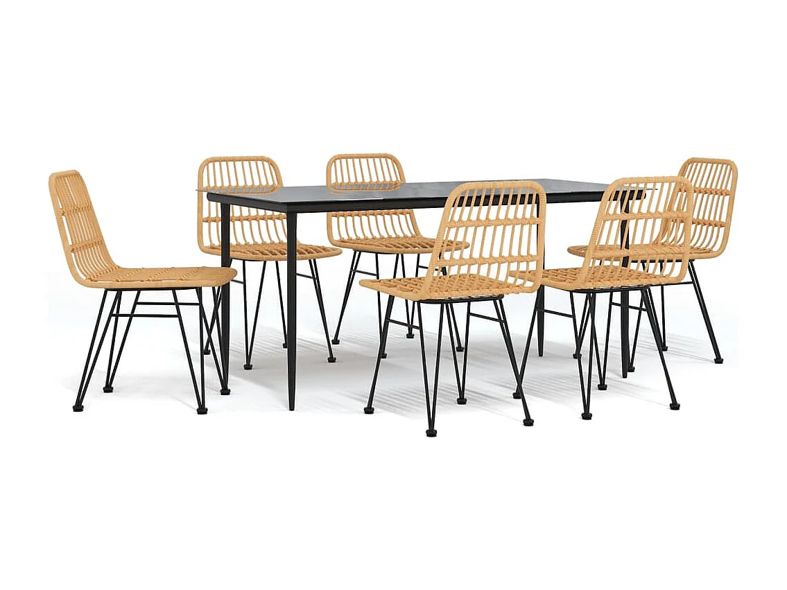 Eden Prairie  Ensemble à manger de jardin 7 pcs Résine tressée