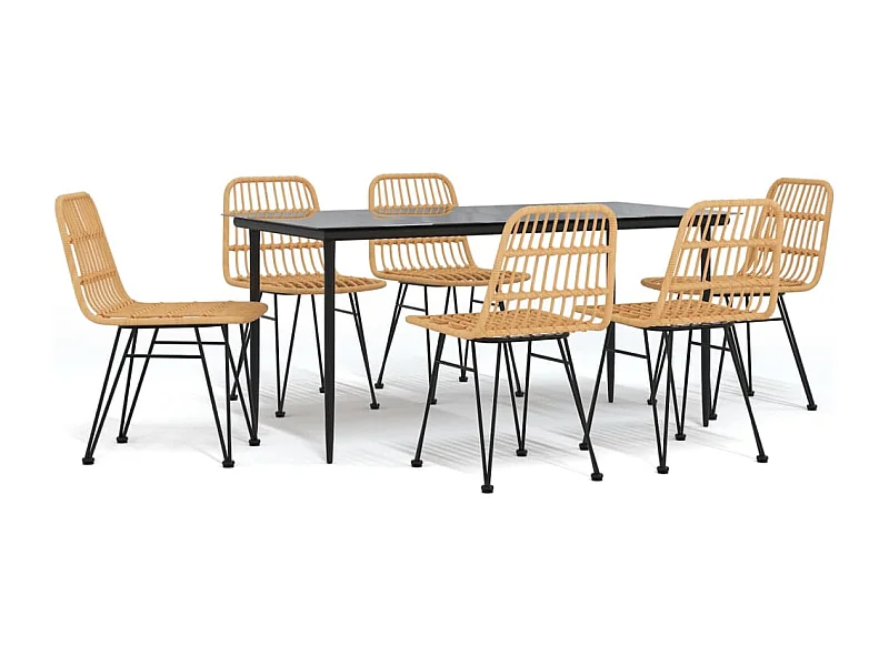 Eden Prairie  Ensemble à manger de jardin 7 pcs Résine tressée