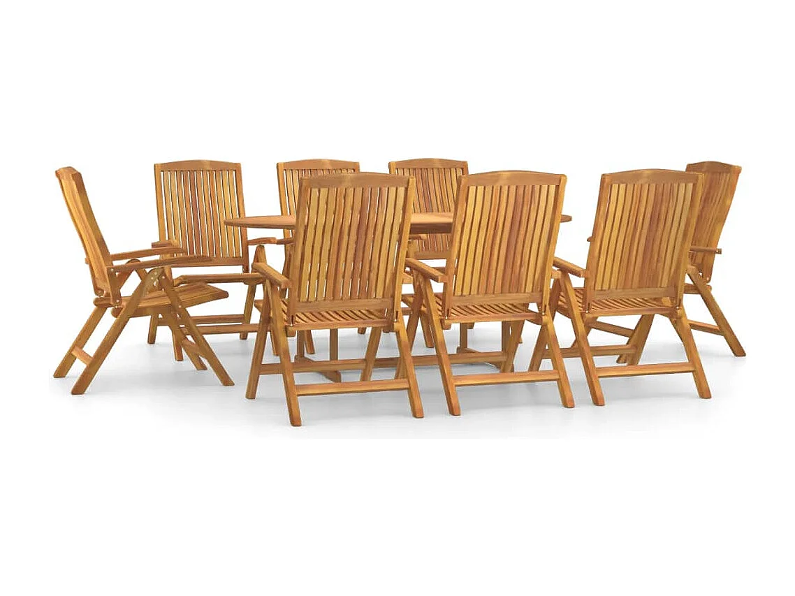 Talvin  Ensemble à manger de jardin 9 pcs Bois de teck solide