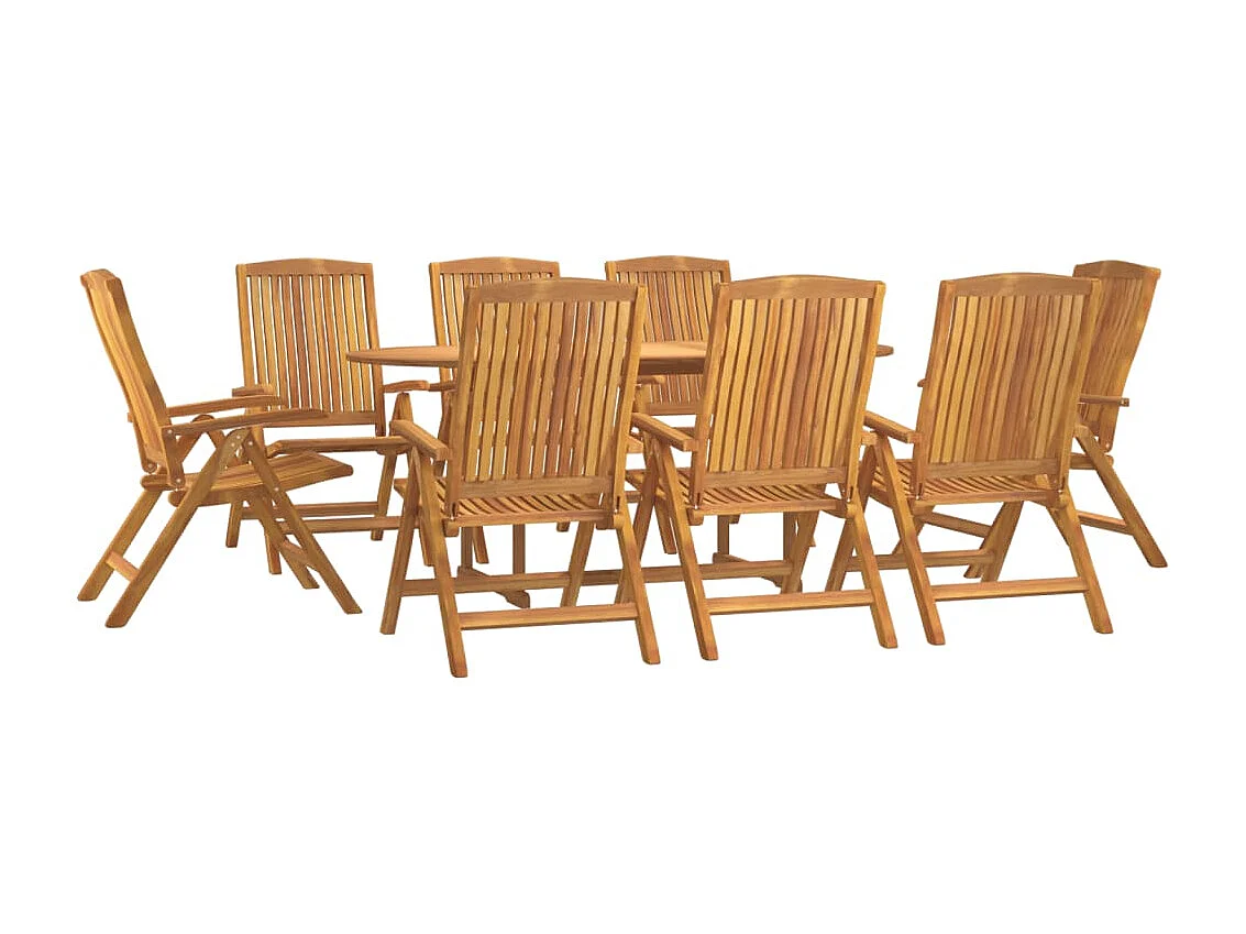 Talvin  Ensemble à manger de jardin 9 pcs Bois de teck solide