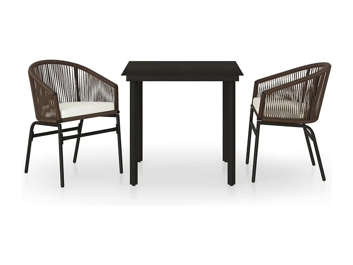 Florentin  Ensemble à manger de jardin 3 pcs Marron