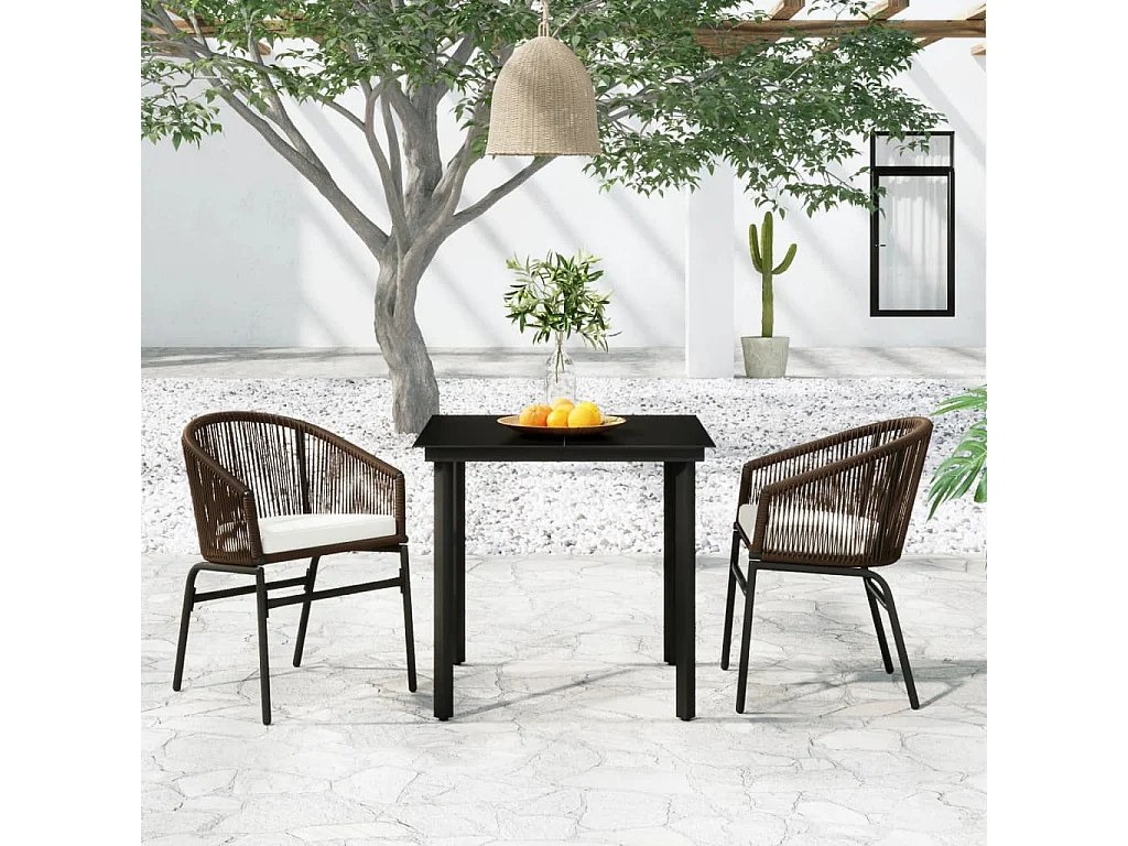 Florentin  Ensemble à manger de jardin 3 pcs Marron