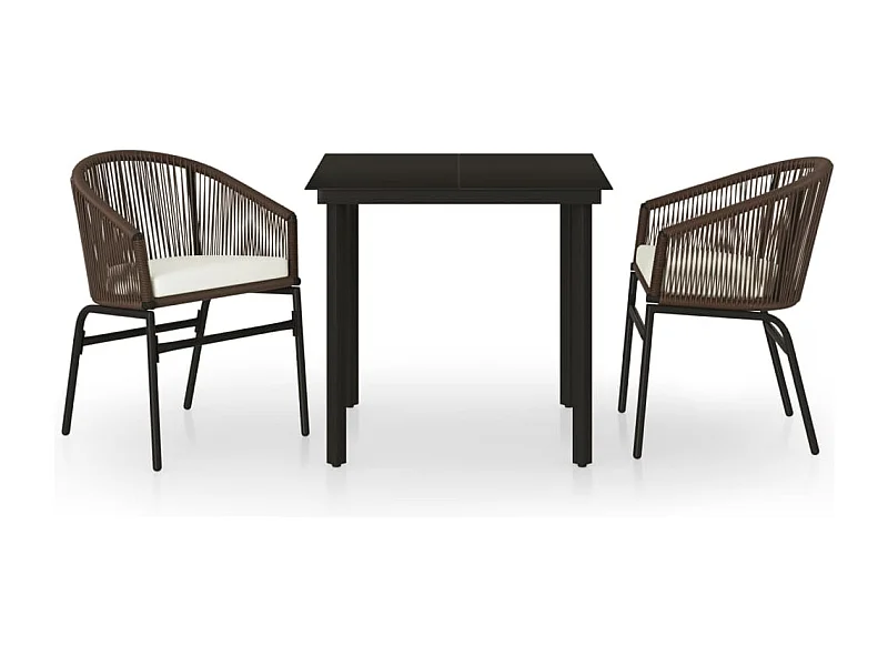 Florentin  Ensemble à manger de jardin 3 pcs Marron