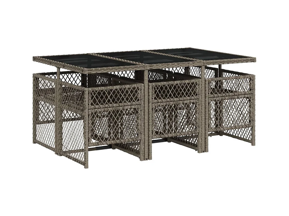 Connersville  7-delige Tuinset met kussens poly rattan grijs