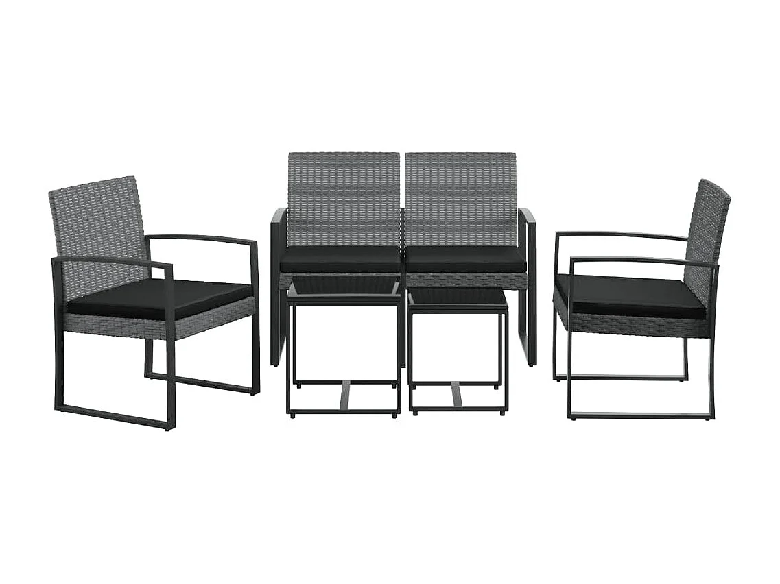 Ottavio  Ensemble à manger de jardin coussins 5 pcs gris foncé rotin PP