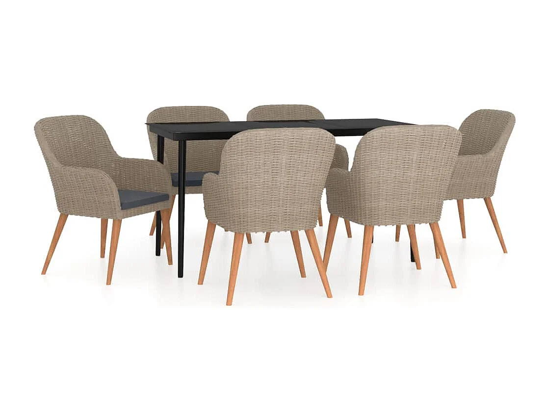 Coole  Juego de comedor para jardín 7 piezas con cojines marrón