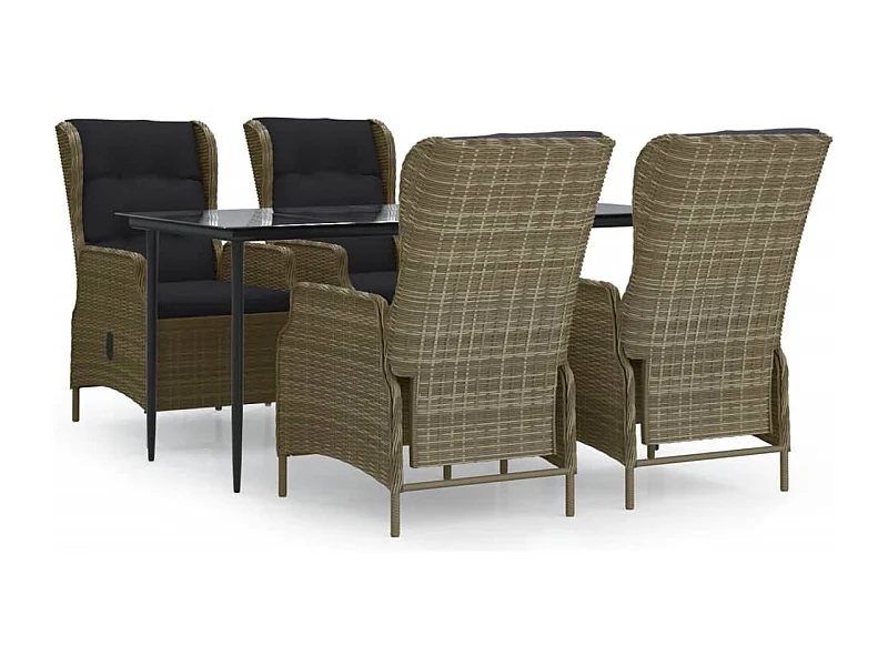 Mayra  Ensemble à manger de jardin 5pcs Marron Résine tressée