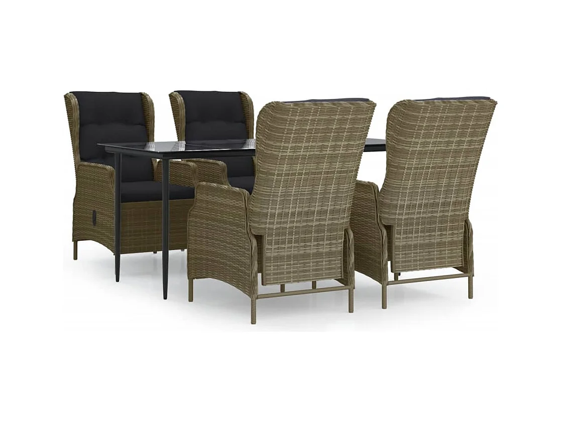 Mayra  Ensemble à manger de jardin 5pcs Marron Résine tressée