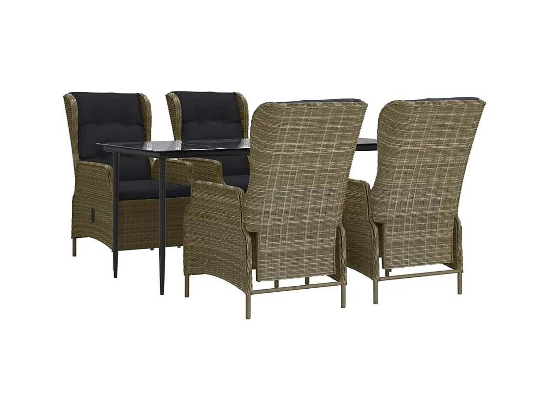 Mayra  Ensemble à manger de jardin 5pcs Marron Résine tressée