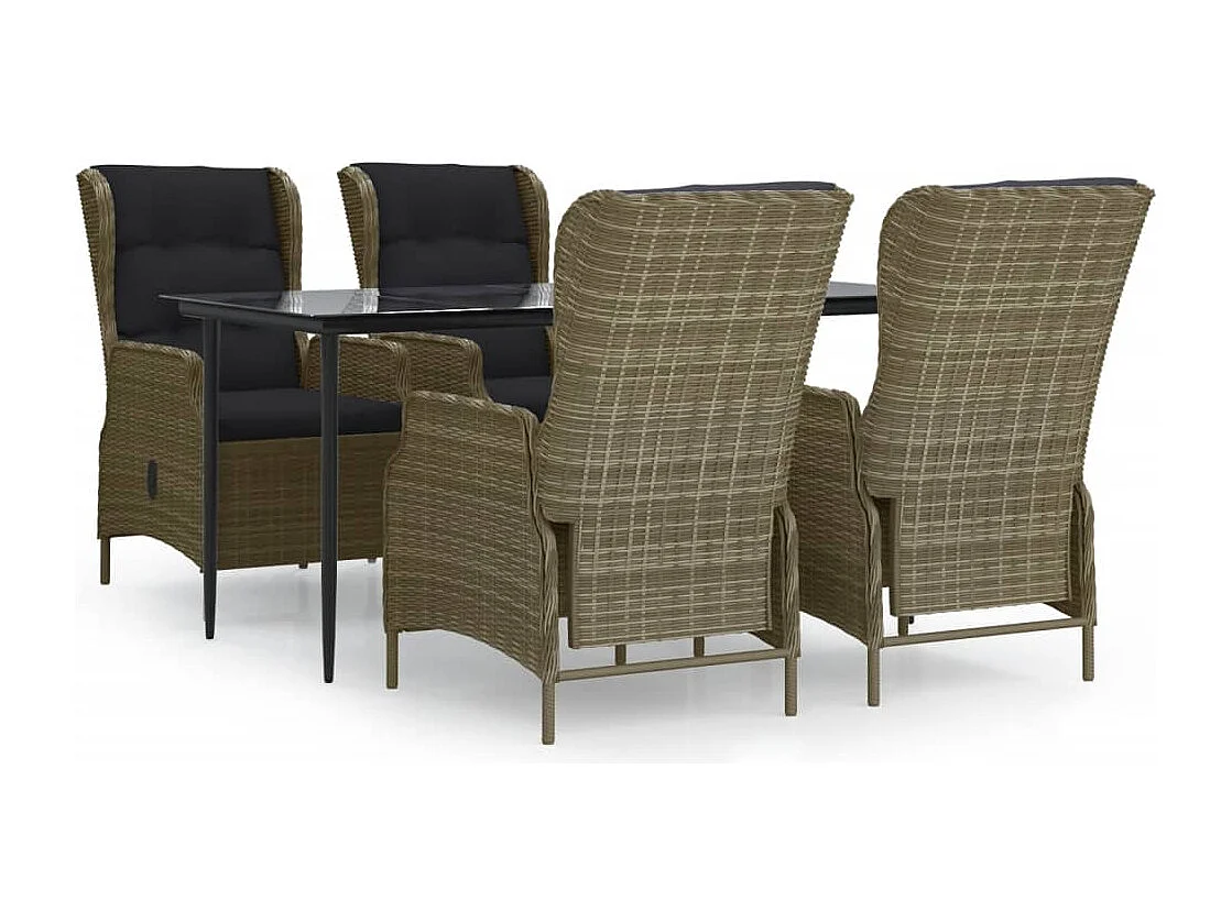 Mayra  Ensemble à manger de jardin 5pcs Marron Résine tressée