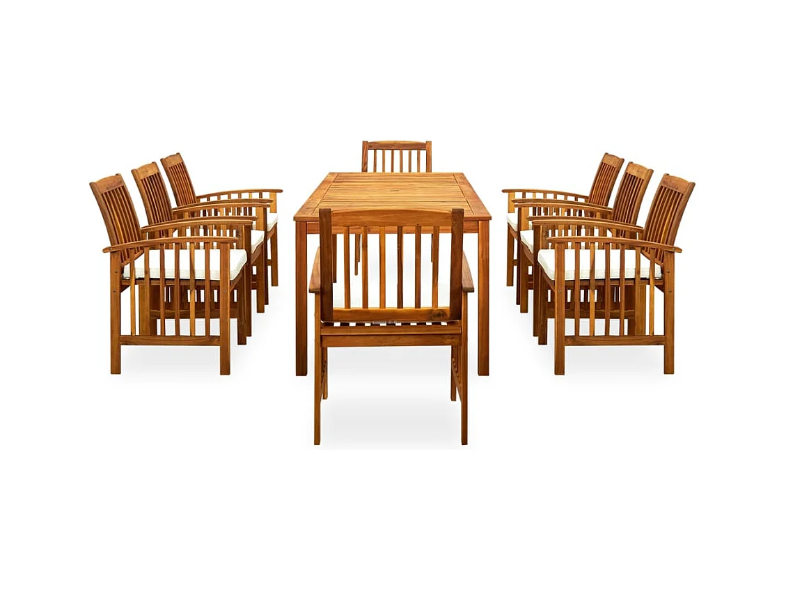 Ulvin  Ensemble à manger de jardin 9 pcs avec coussins Acacia solide