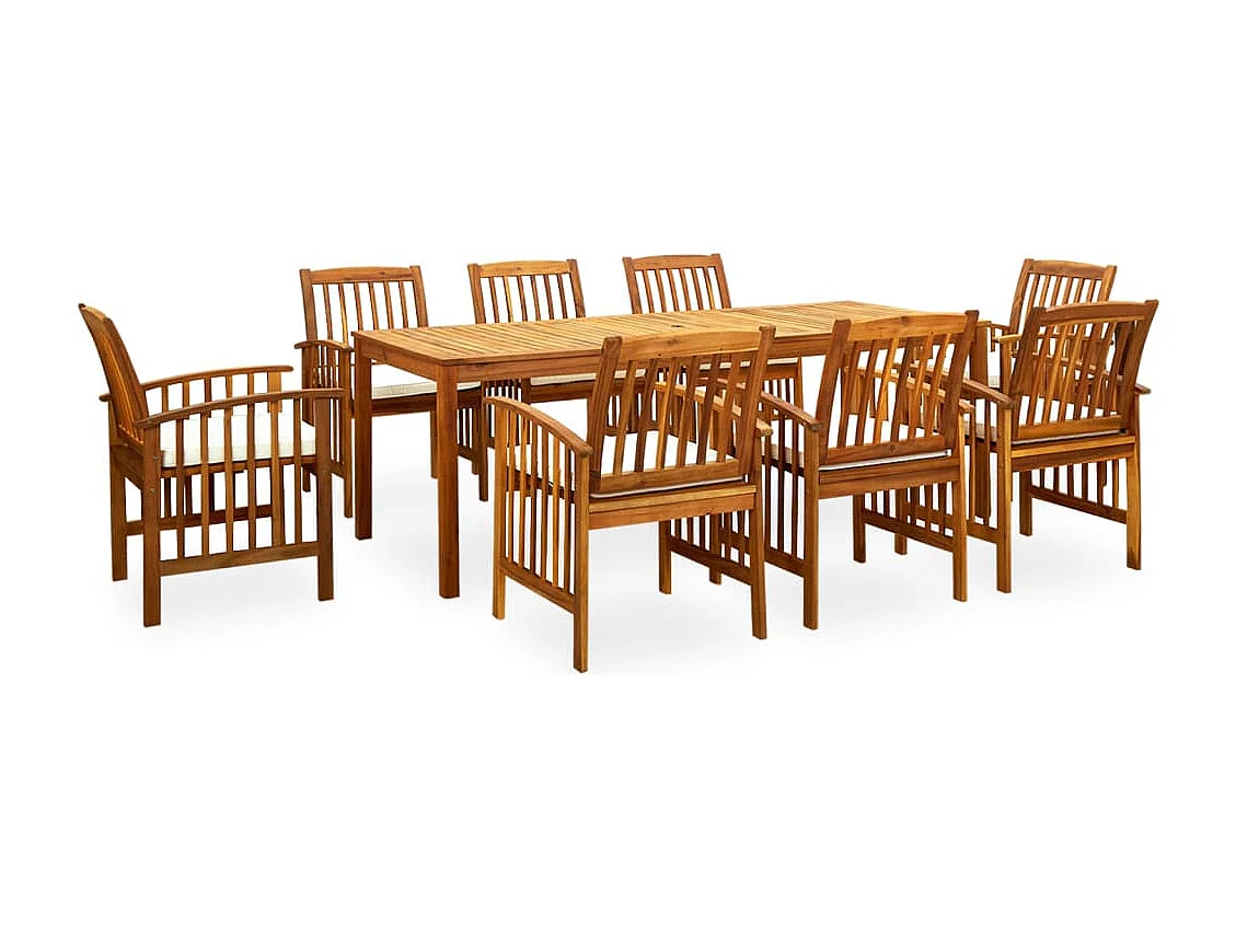 Ulvin  Ensemble à manger de jardin 9 pcs avec coussins Acacia solide