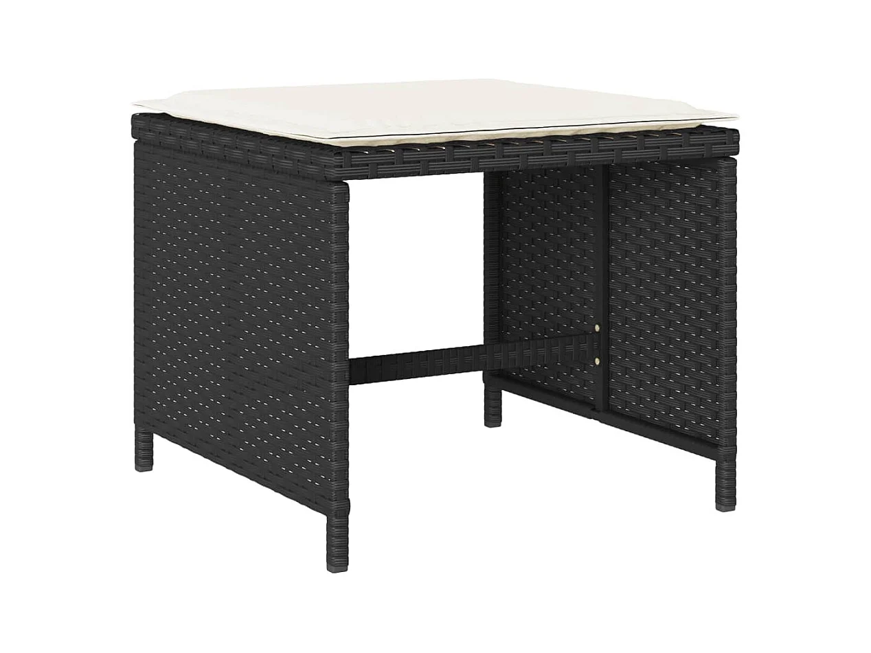 Zenn  Set comedor de jardín con cojines 15 pzas ratán sintético negro