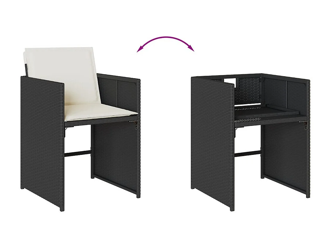 Zenn  Set comedor de jardín con cojines 15 pzas ratán sintético negro