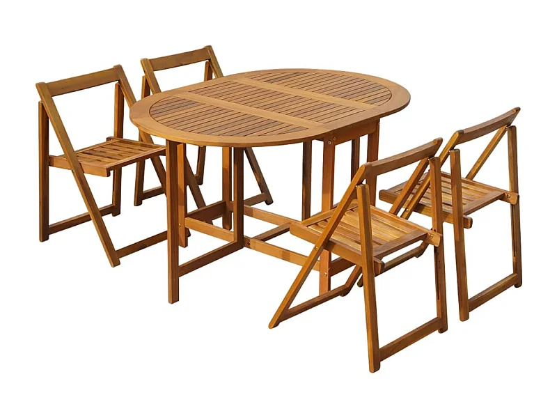 Garden Furniture -  5-delige Tuinset inklapbaar massief acaciahout