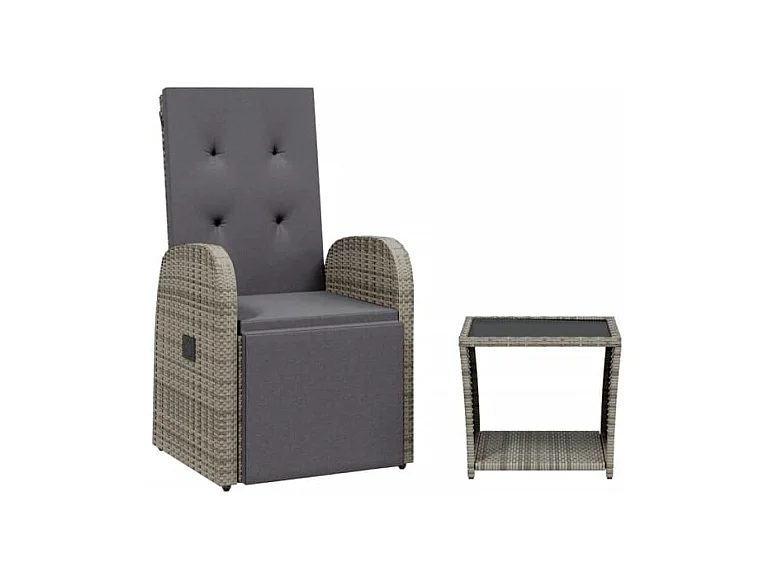 Pjorik  2-delige Tuinset met kussens poly rattan grijs