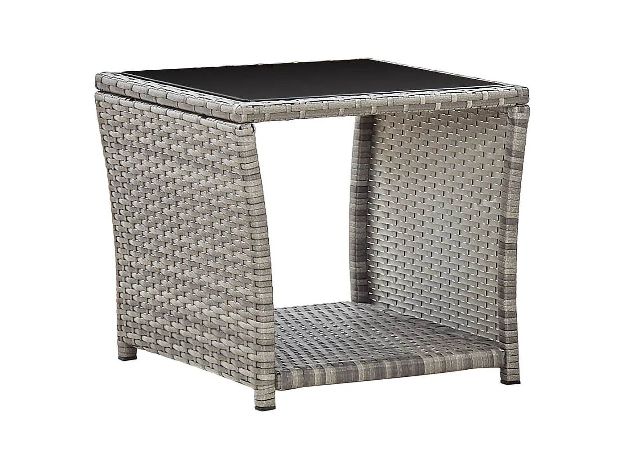 Pjorik  2-delige Tuinset met kussens poly rattan grijs