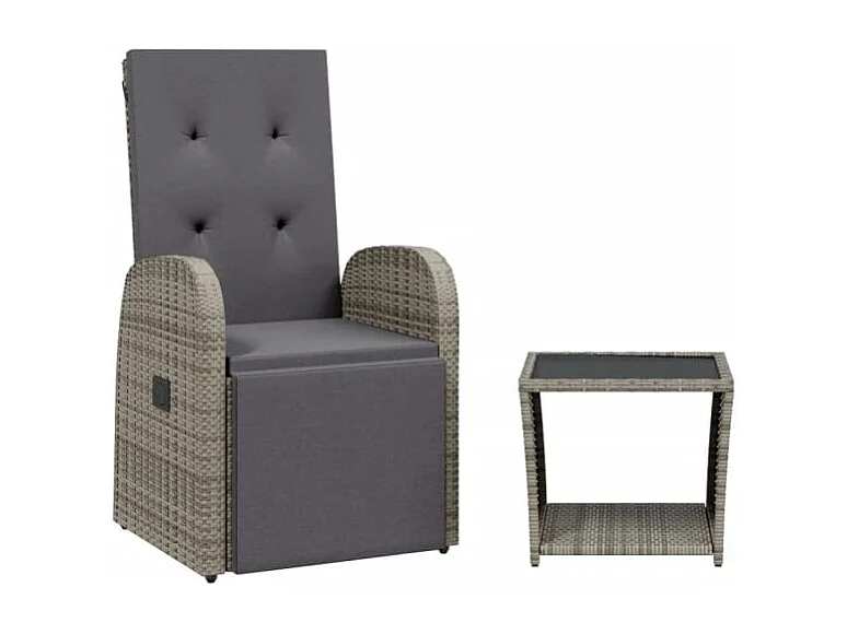 Pjorik  2-delige Tuinset met kussens poly rattan grijs