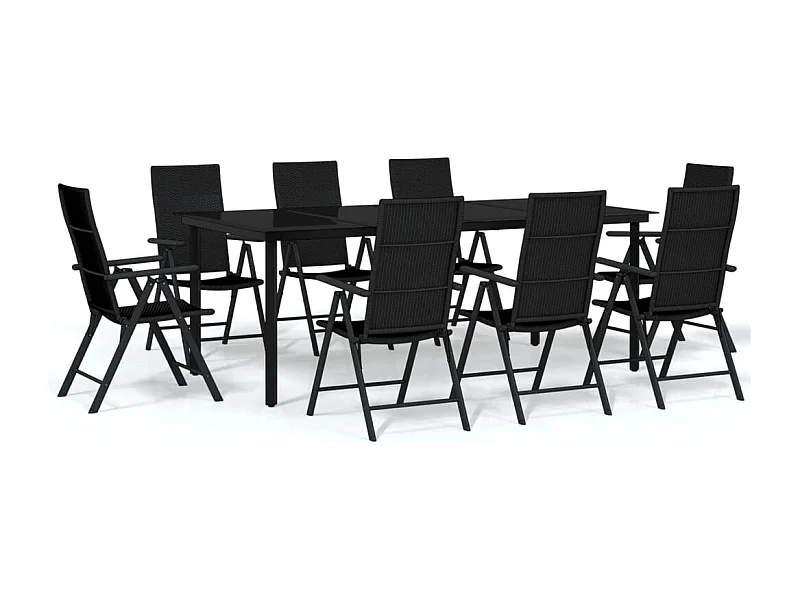 Sondrio  Juego de comedor para jardín 9 piezas negro