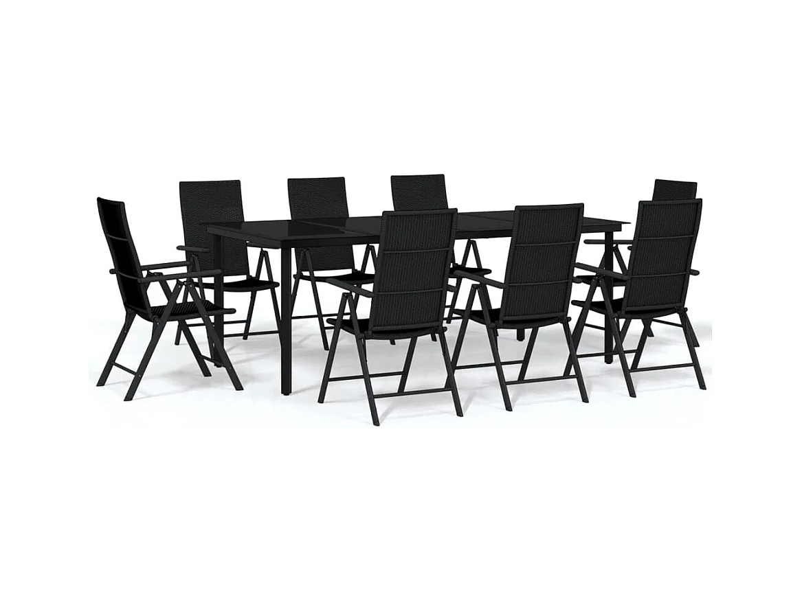 Sondrio  Juego de comedor para jardín 9 piezas negro