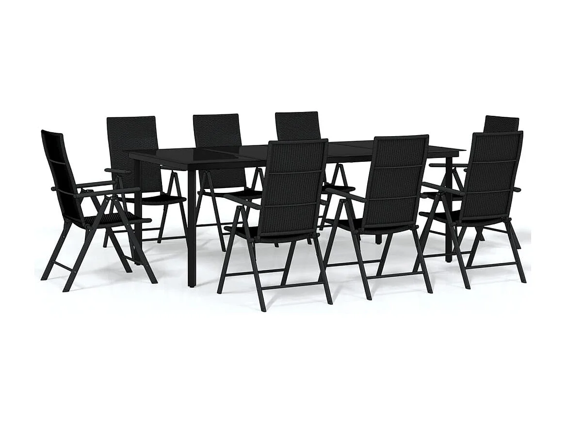 Sondrio  Ensemble à manger de jardin 9 pcs Noir