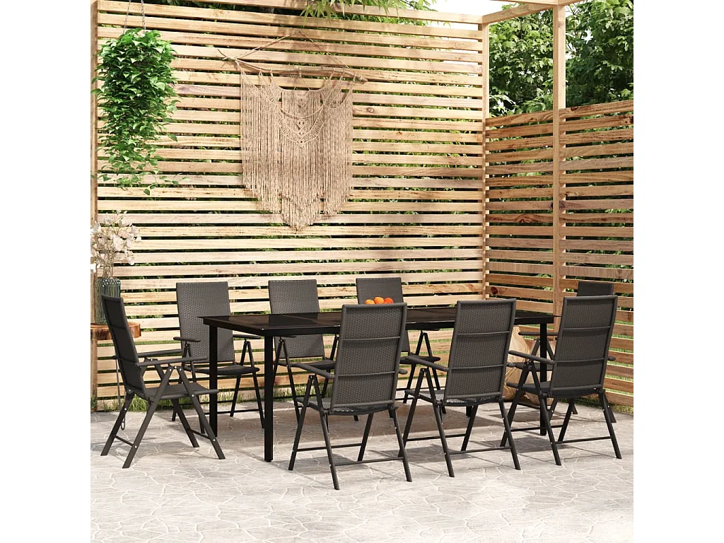 Sondrio  Ensemble à manger de jardin 9 pcs Noir