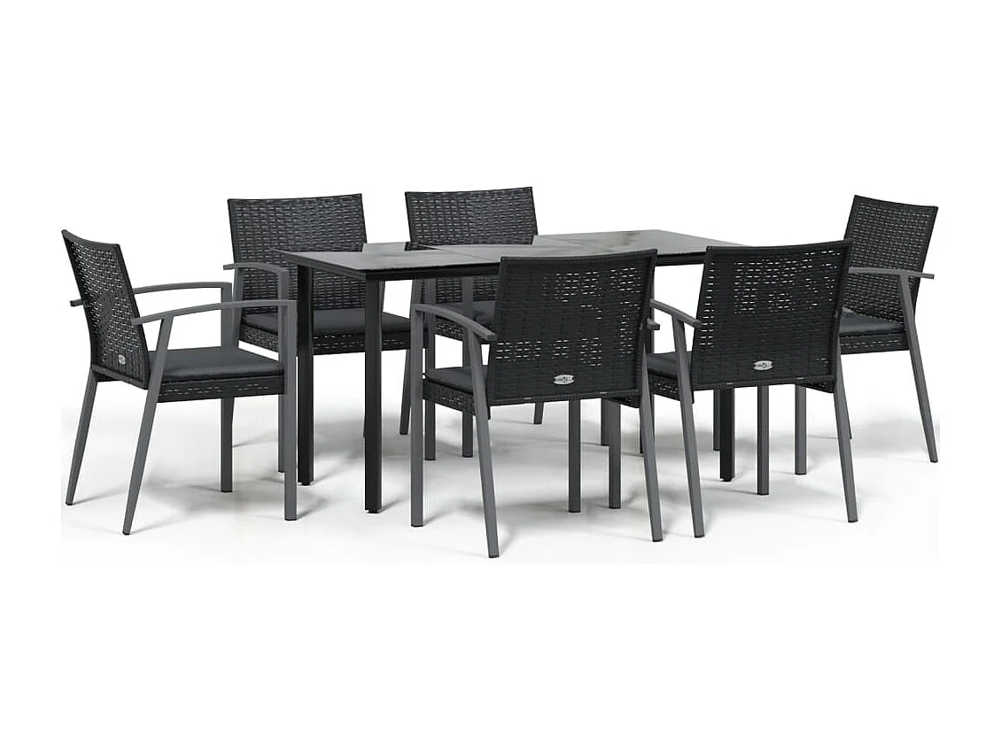 Ephrata  Ensemble à manger de jardin 7 pcs coussins résine tressée acier