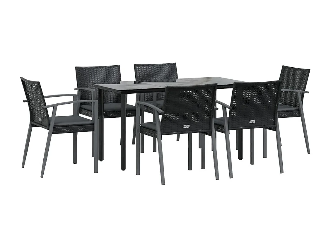 Ephrata  Ensemble à manger de jardin 7 pcs coussins résine tressée acier