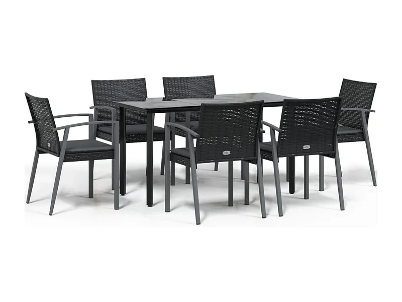 Ephrata  Juego comedor jardín 7 piezas y cojines ratán sintético y acero