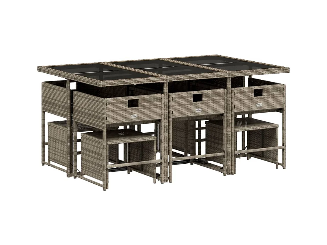 Kirkland  11-delige Tuinset met kussens poly rattan grijs