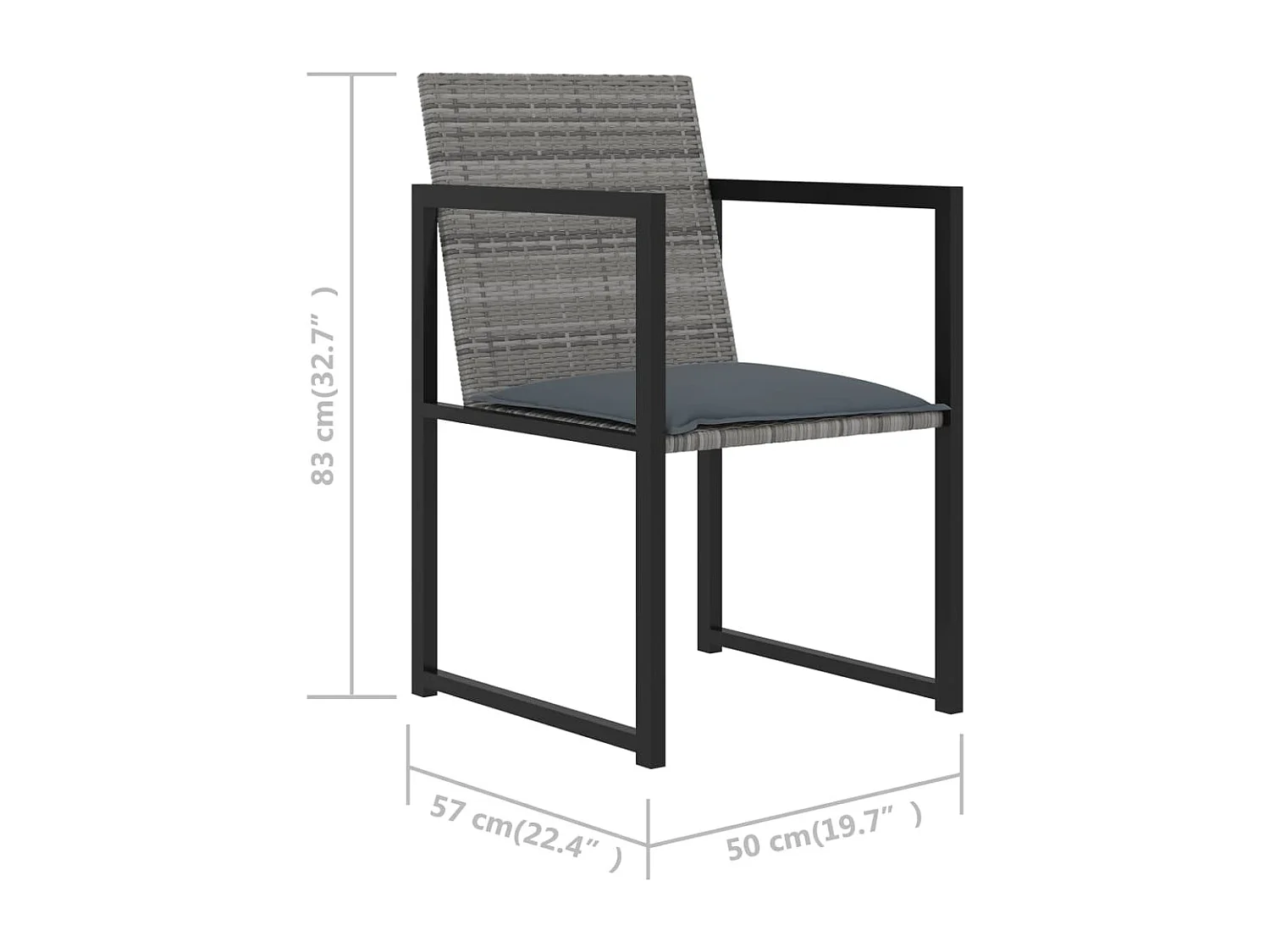 Holly Ann  Set de comedor de jardín 5 pzas y cojines ratán sintético gris