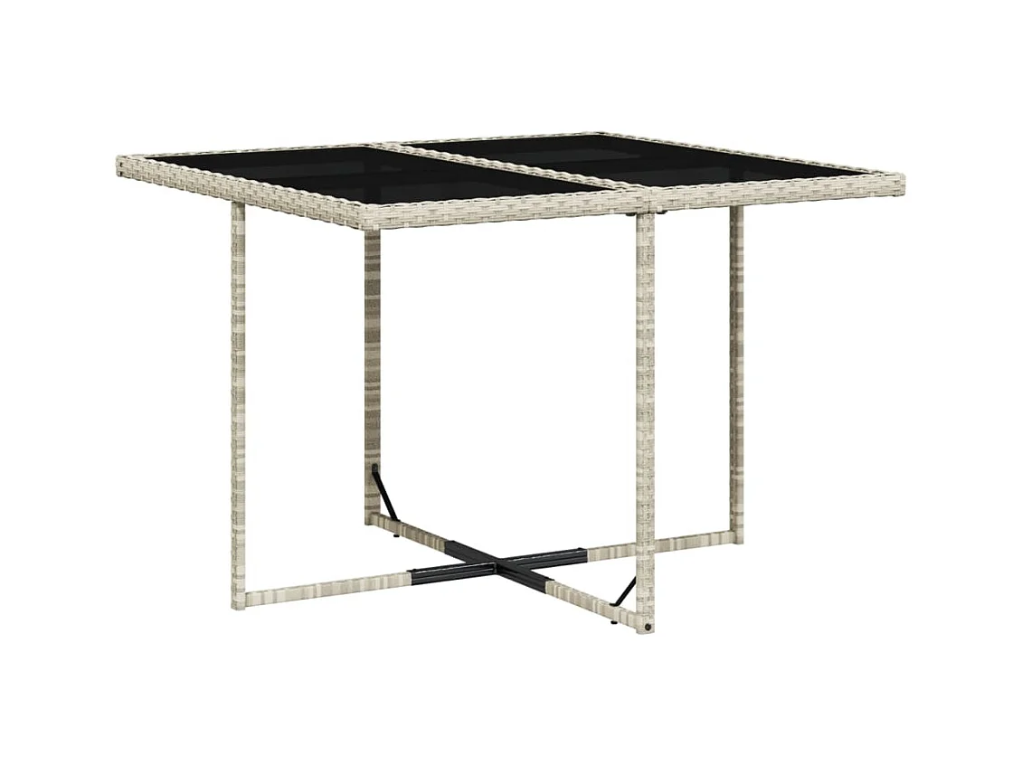 Jesse  Ensemble à manger de jardin et coussins 5 pcs gris clair rotin