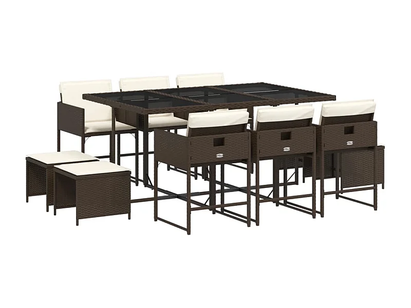 Kirkland  11-delige Tuinset met kussens poly rattan bruin