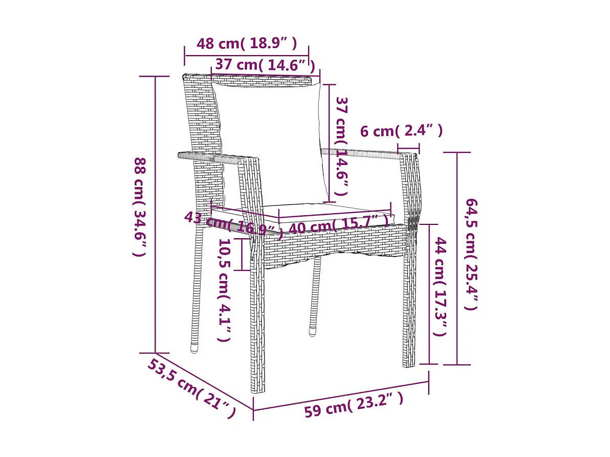 Van Buren  Set comedor jardín 9 pzas y cojines ratán sintético gris