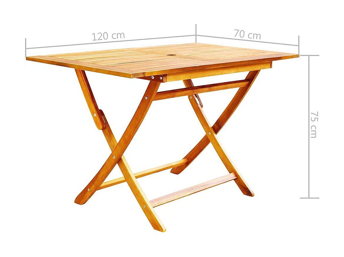 Andreas  Ensemble à manger d'extérieur pliable 5pcs Bois d'acacia solide