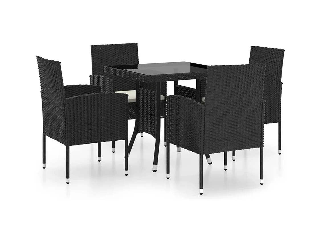 Noan  Ensemble à manger de jardin 5 pcs Résine tressée Noir