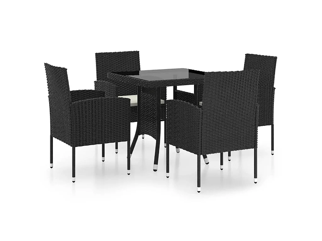 Noan  Ensemble à manger de jardin 5 pcs Résine tressée Noir