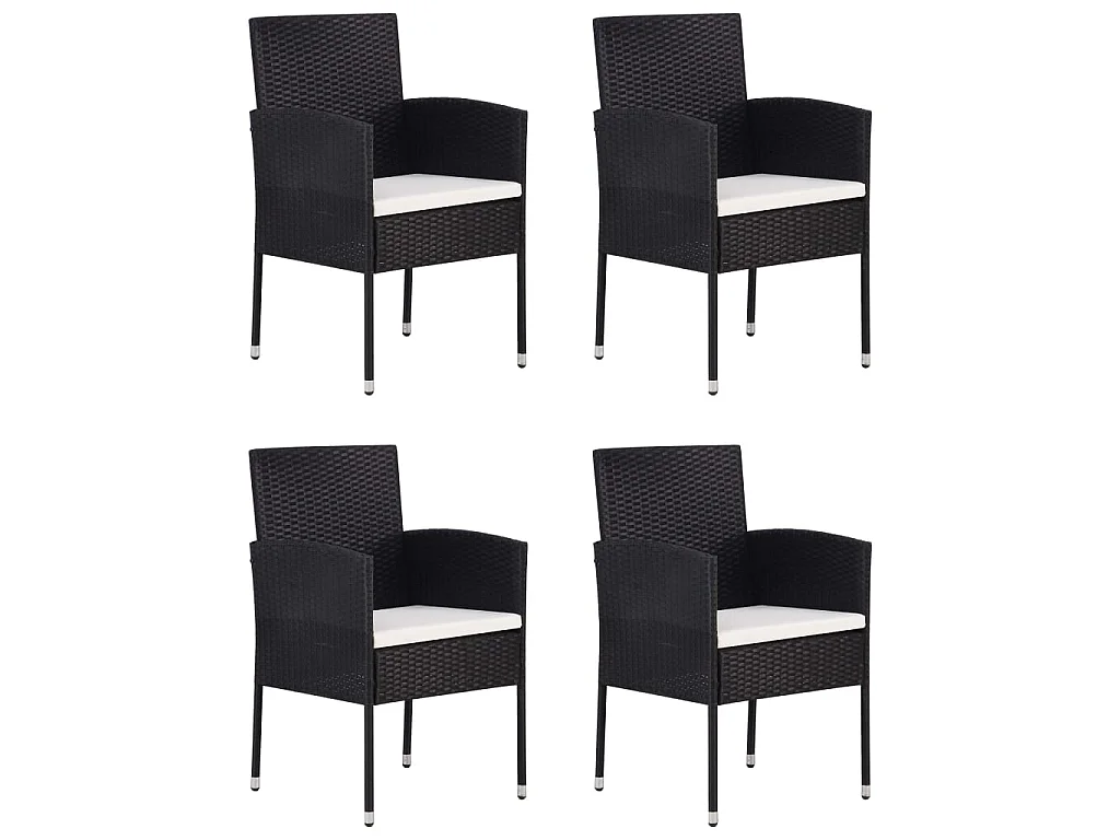 Noan  Ensemble à manger de jardin 5 pcs Résine tressée Noir