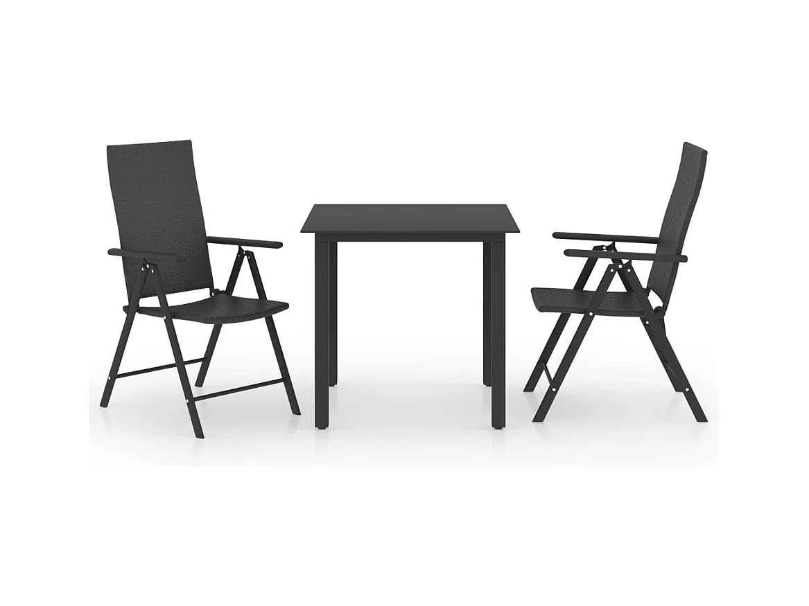 Rick Mason  Ensemble à manger de jardin 3 pcs noir