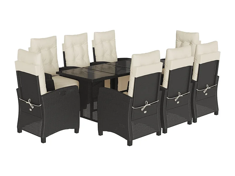 Igmar  9-delige Tuinset poly rattan zwart