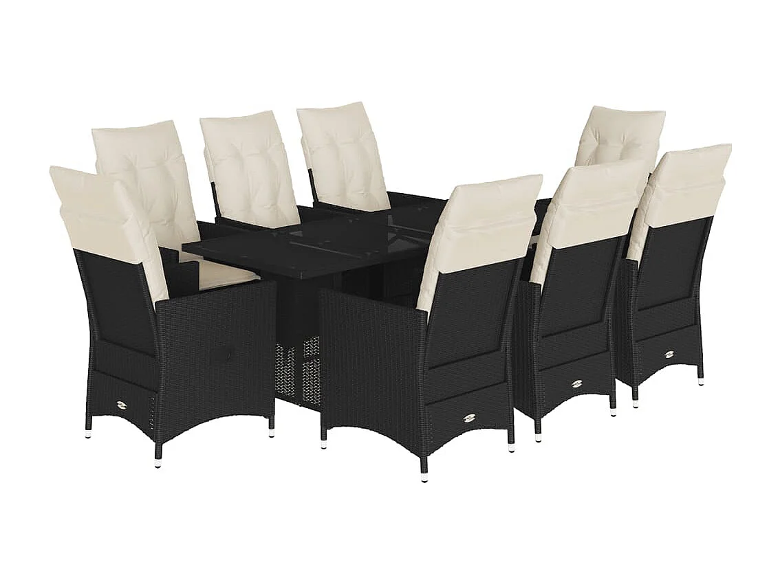 Garden Furniture -  9-delige Tuinset poly rattan zwart