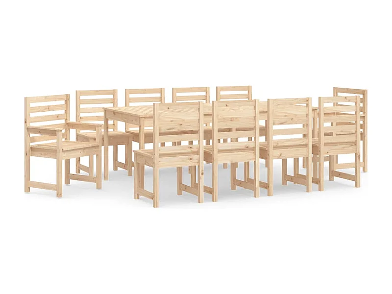 Sophie-Marie-Catherine  Ensemble à manger de jardin 11 pcs bois massif de pin
